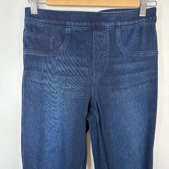 Spanx Jeanish Jean Legging High Rise Compression Slimming Dark Blue Pant Small - Picture 2 of 4